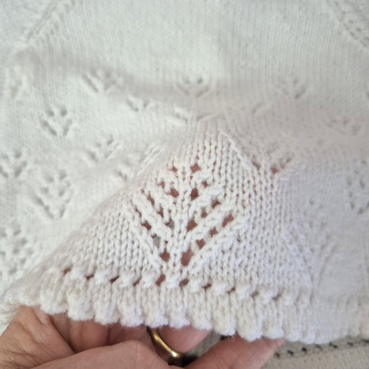 0-6 months White Knitted Lace Baby Jumper Cardigan  (Ready to Send)