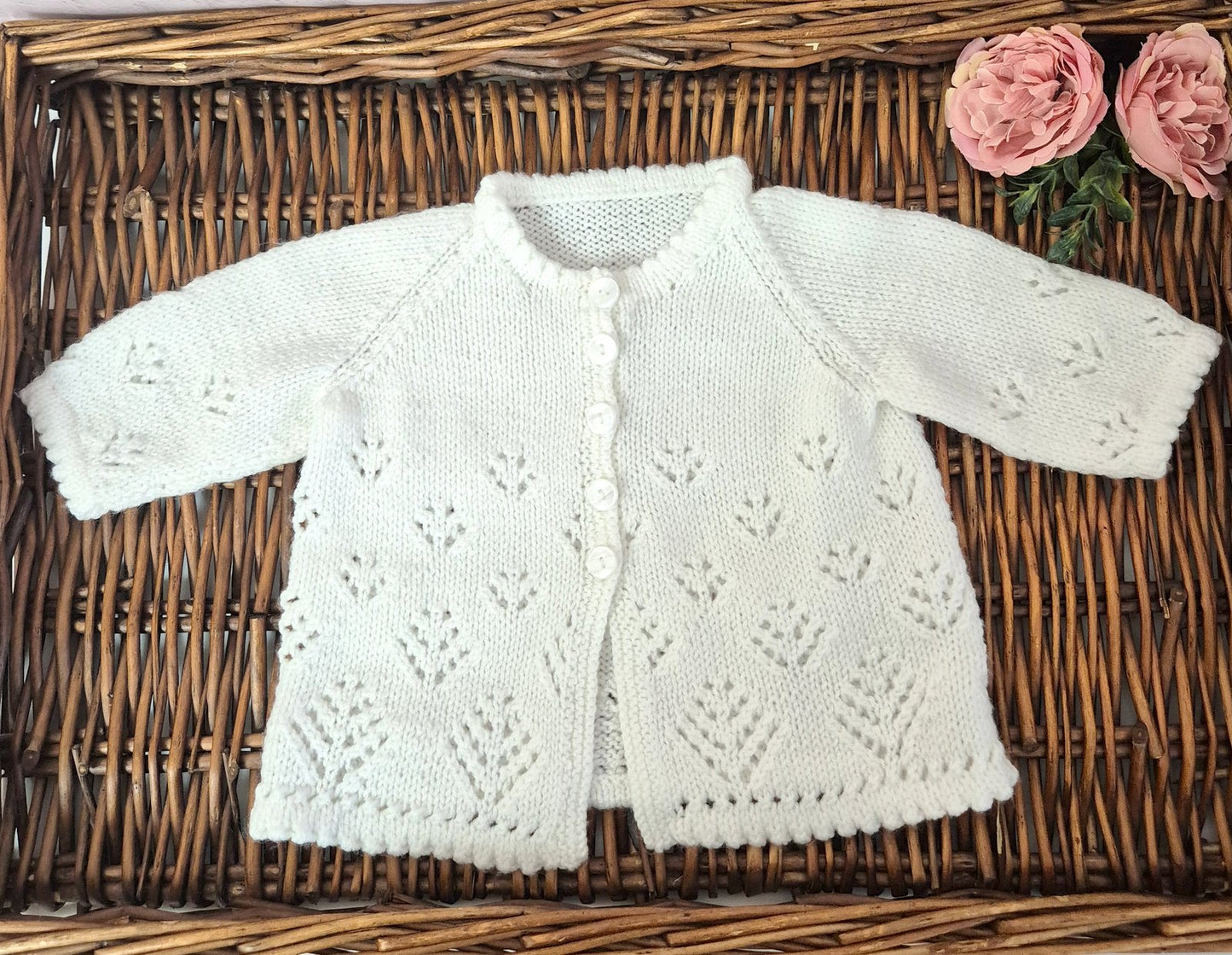 0-6 months White Knitted Lace Baby Jumper Cardigan  (Ready to Send)