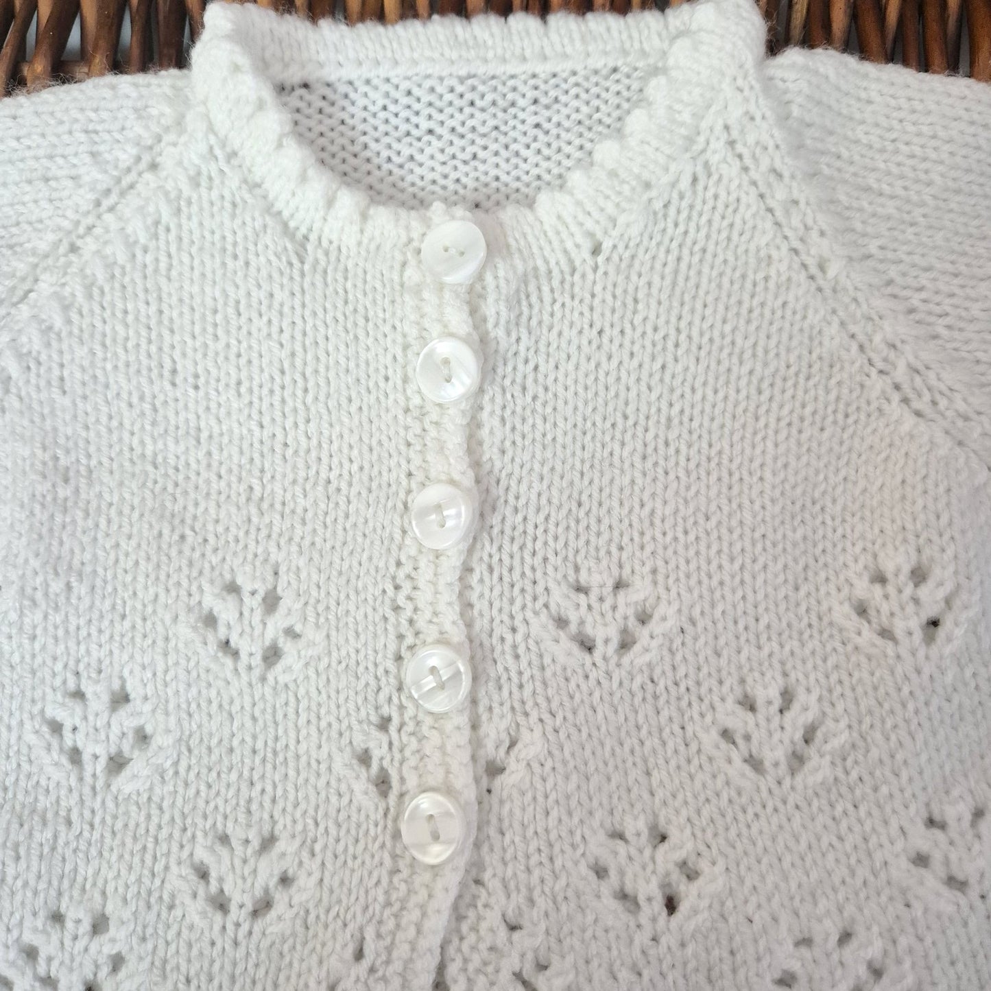 0-6 months White Knitted Lace Baby Jumper Cardigan  (Ready to Send)