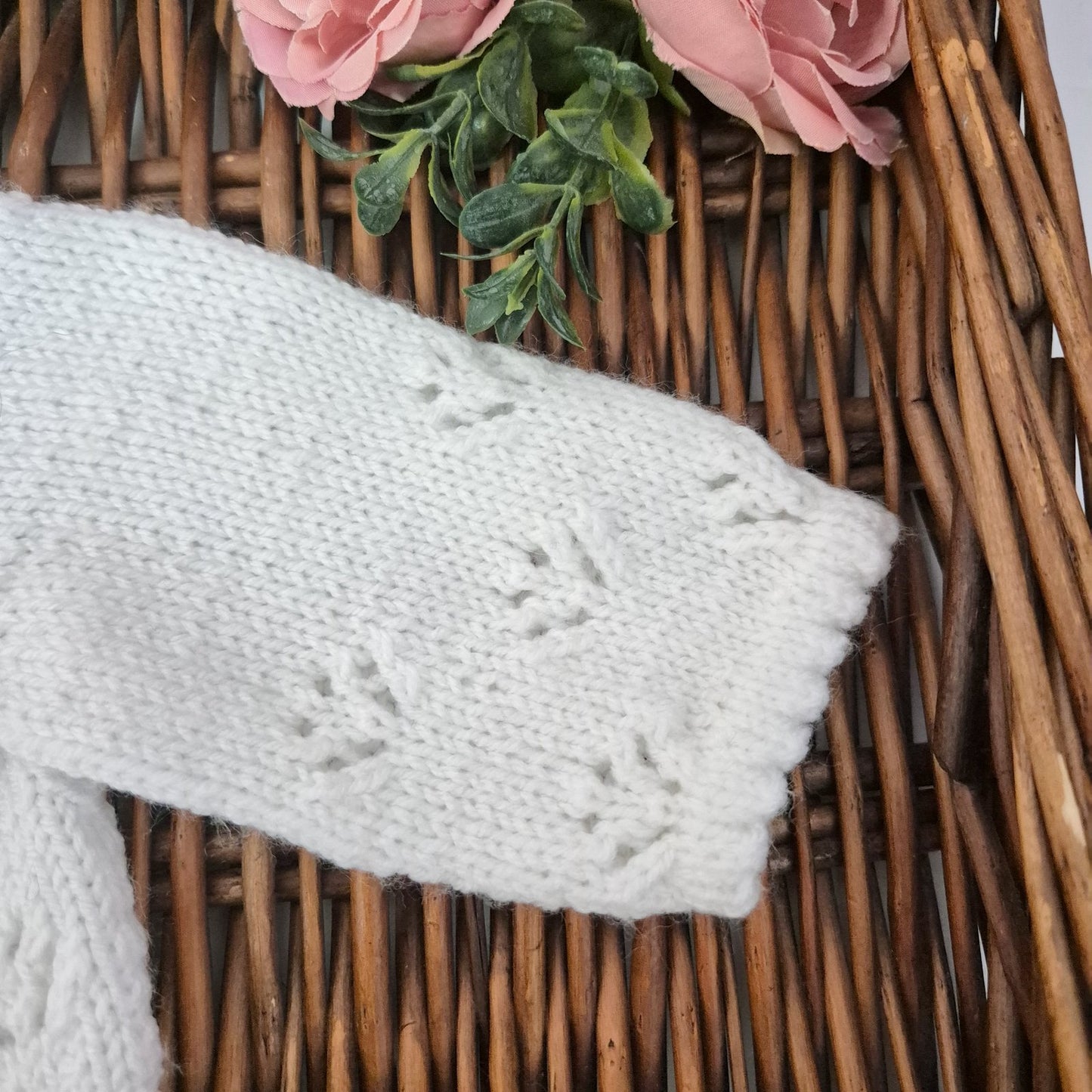 0-6 months White Knitted Lace Baby Jumper Cardigan  (Ready to Send)