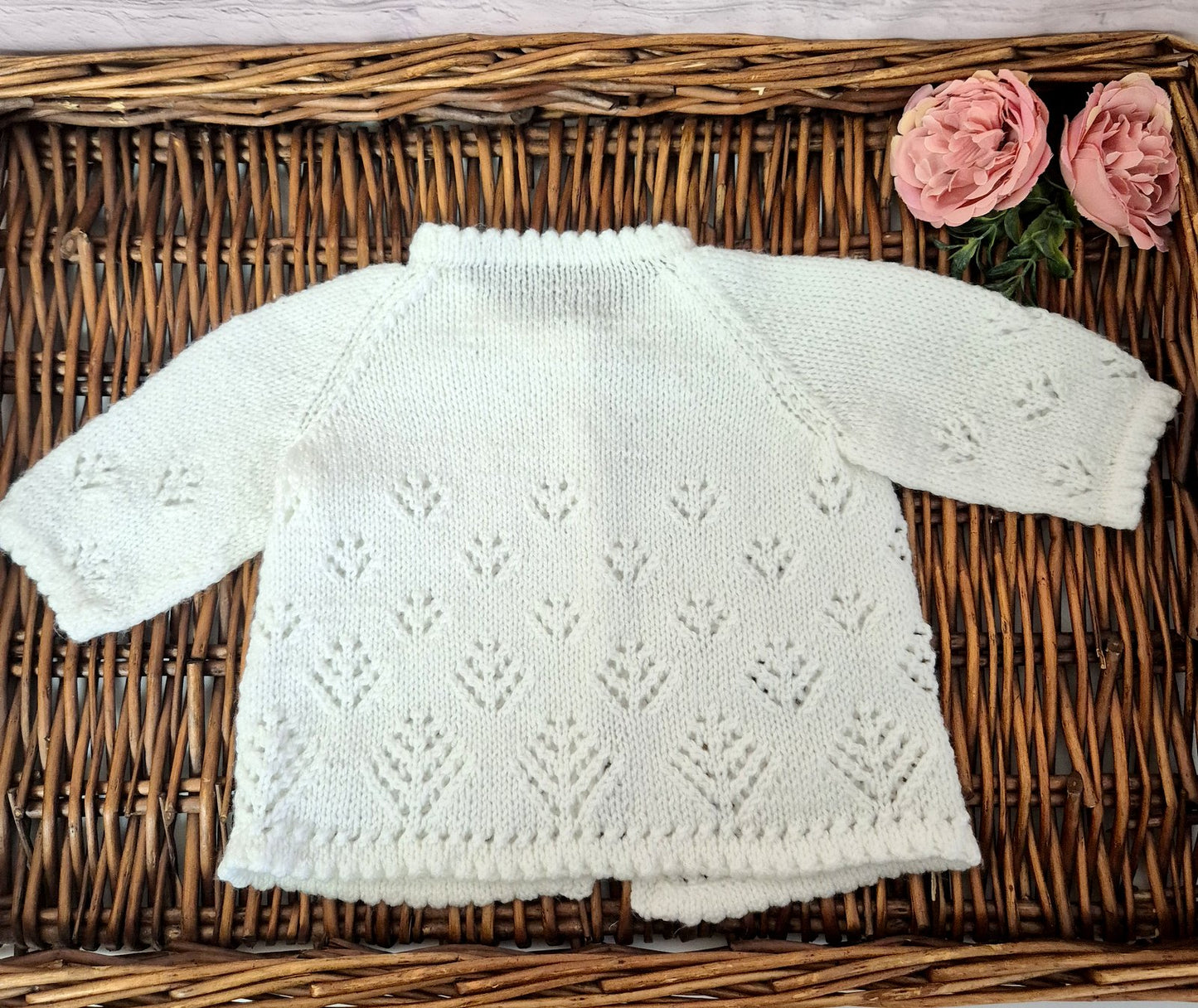 0-6 months White Knitted Lace Baby Jumper Cardigan  (Ready to Send)
