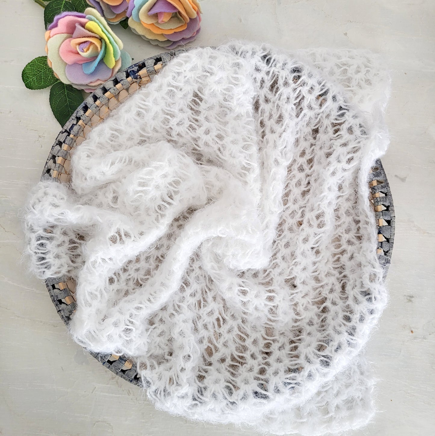 White Lace Crochet Newborn Posing Layer Wrap (Ready to send)