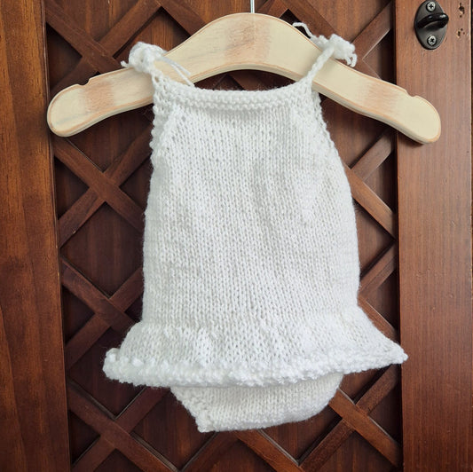 RTS White Ruffle romper for a Newborn Baby Girl (Ready to send)