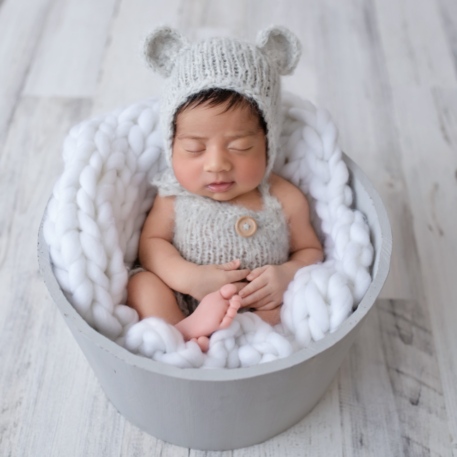 grey baby bear outfit for newborn photo prop